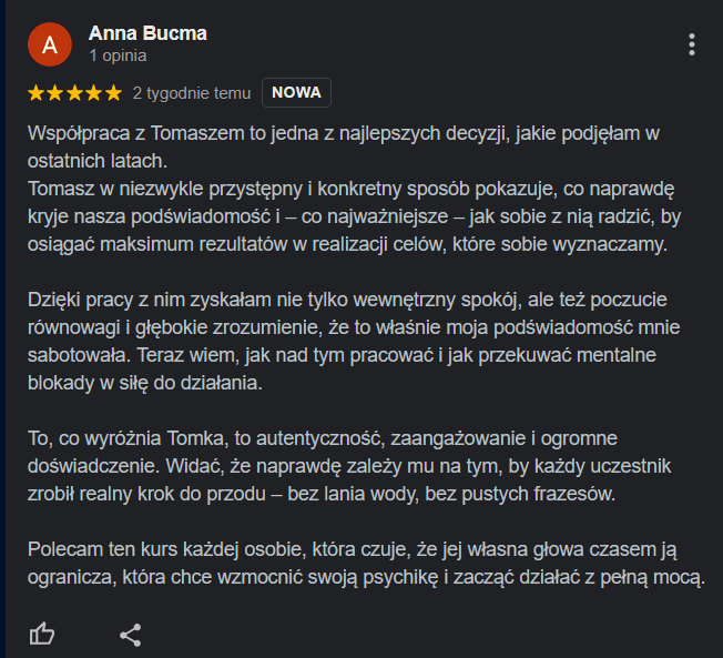 Opinia Google - Anna Bucma