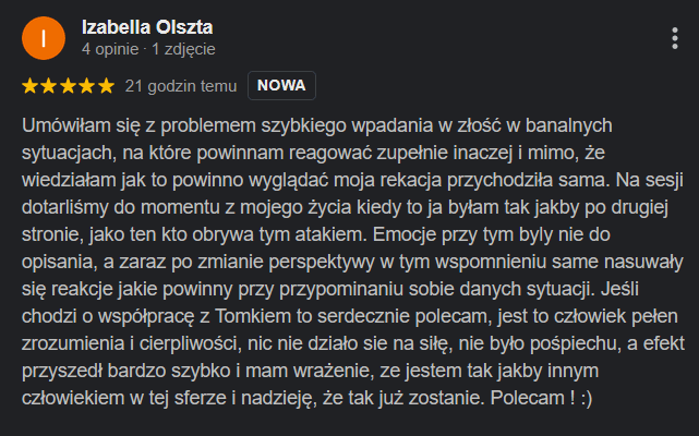 Opinia Google - Izabella